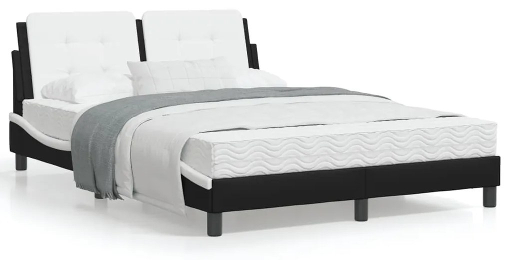 Letto con materasso nero e bianco 120x200 cm in similpelle