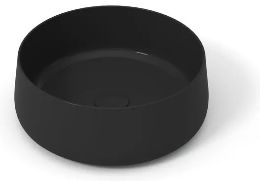 Lavabo da appoggio Wave OLYMPIA CERAMICA tondo 40cm in ceramica nero lucido piletta non inclusa