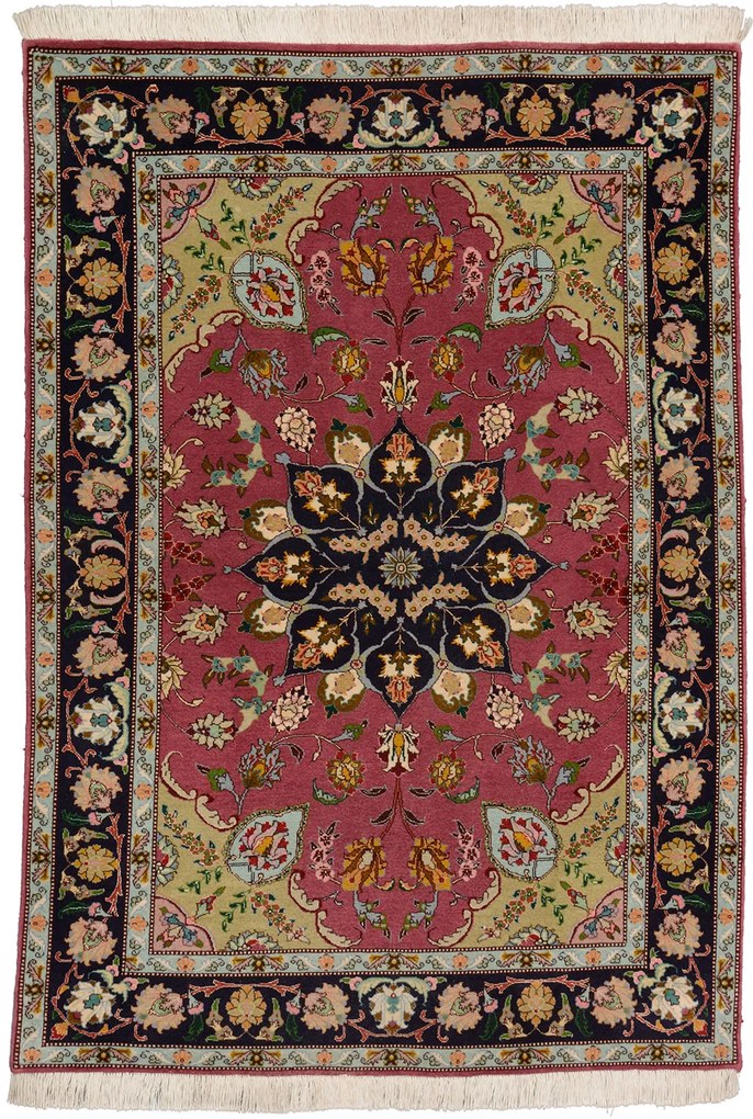 Tabriz Tappeto persiano 110x160 Rosa (Iran) Annodato A Mano