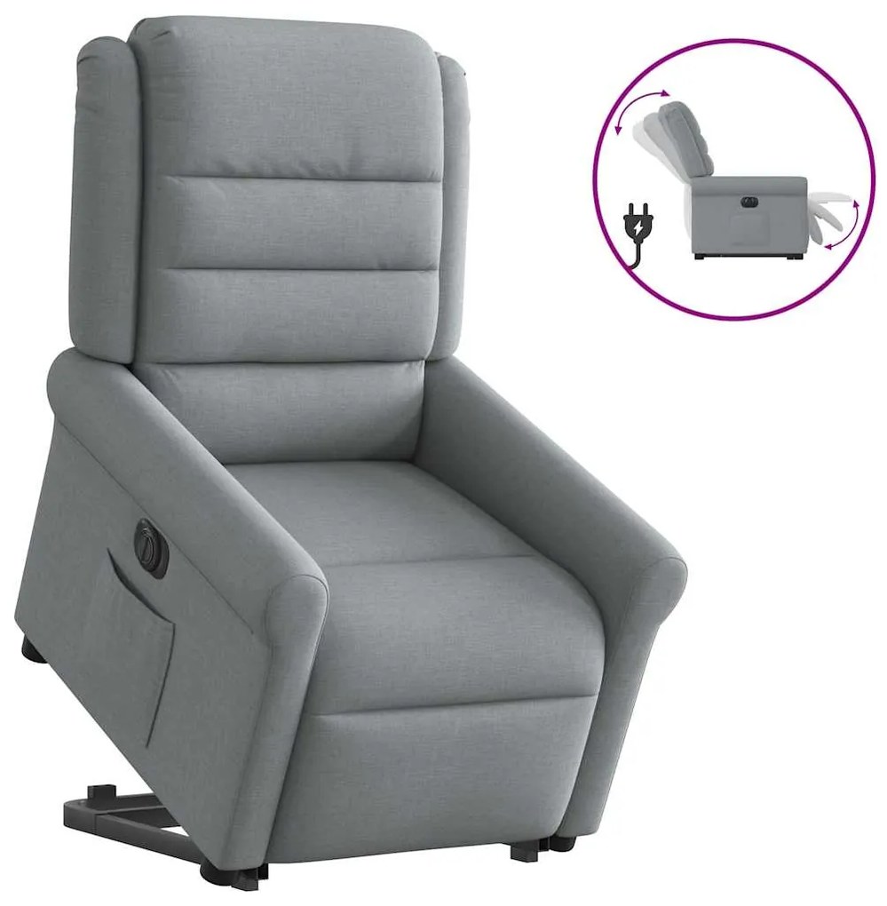Poltrona Reclinante Alzapersona Elettrica Grigio Chiaro Tessuto /