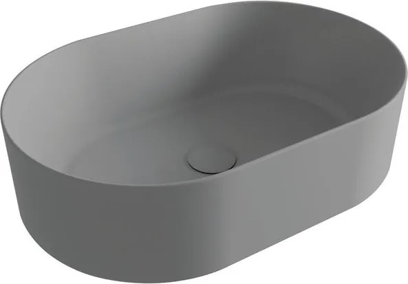 Lavabo da appoggio  OLYMPIA CERAMICA Open ovale in ceramica L 60 x H 16 x P 40 cm grigio piletta non inclusa