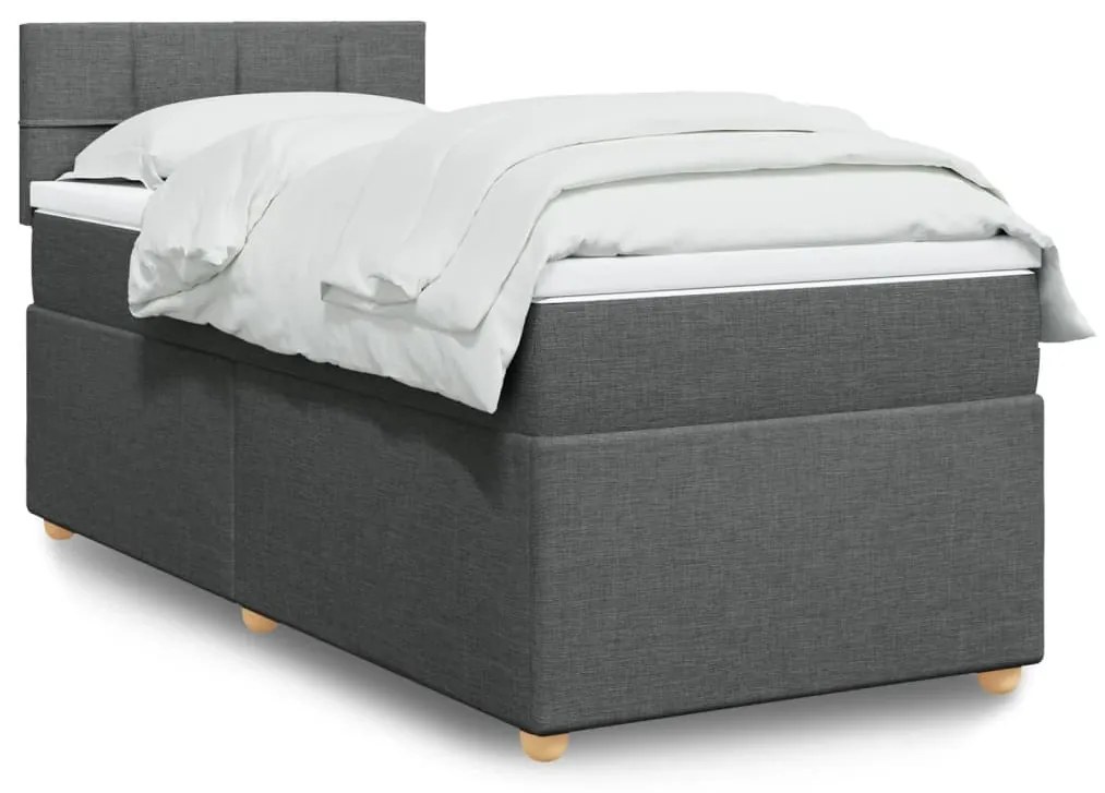 Giroletto A Molle Con Materasso Grigio Scuro 80x200 Cm Tessuto /