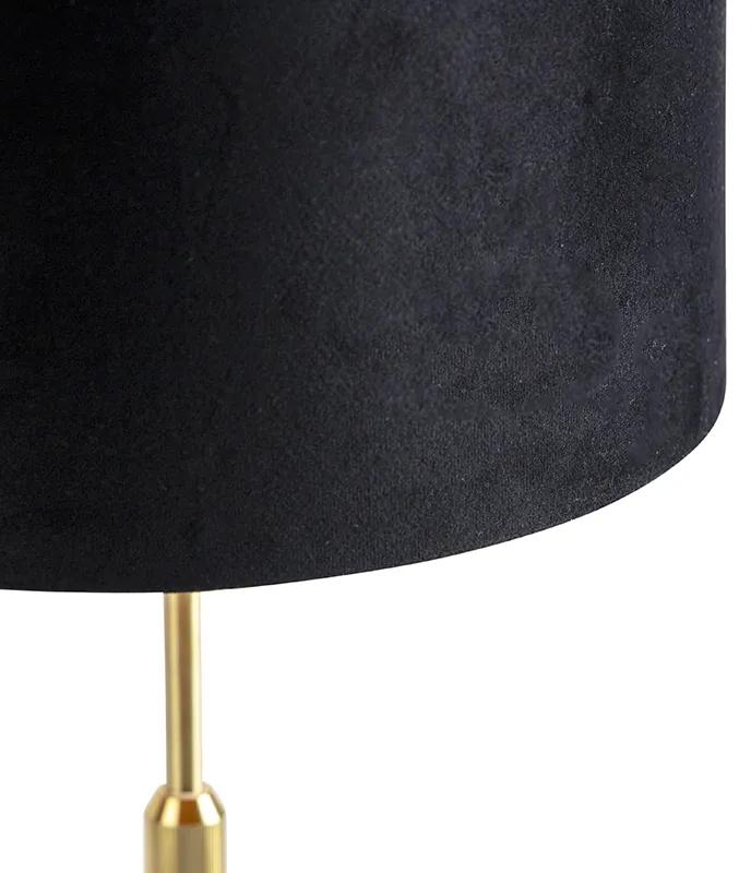 Lampada da tavolo oro / ottone con paralume in velluto nero 25 cm - Parte