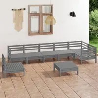 Set Divani da Giardino 8 pz in Legno Massello di Pino Grigio cod mxl 36578