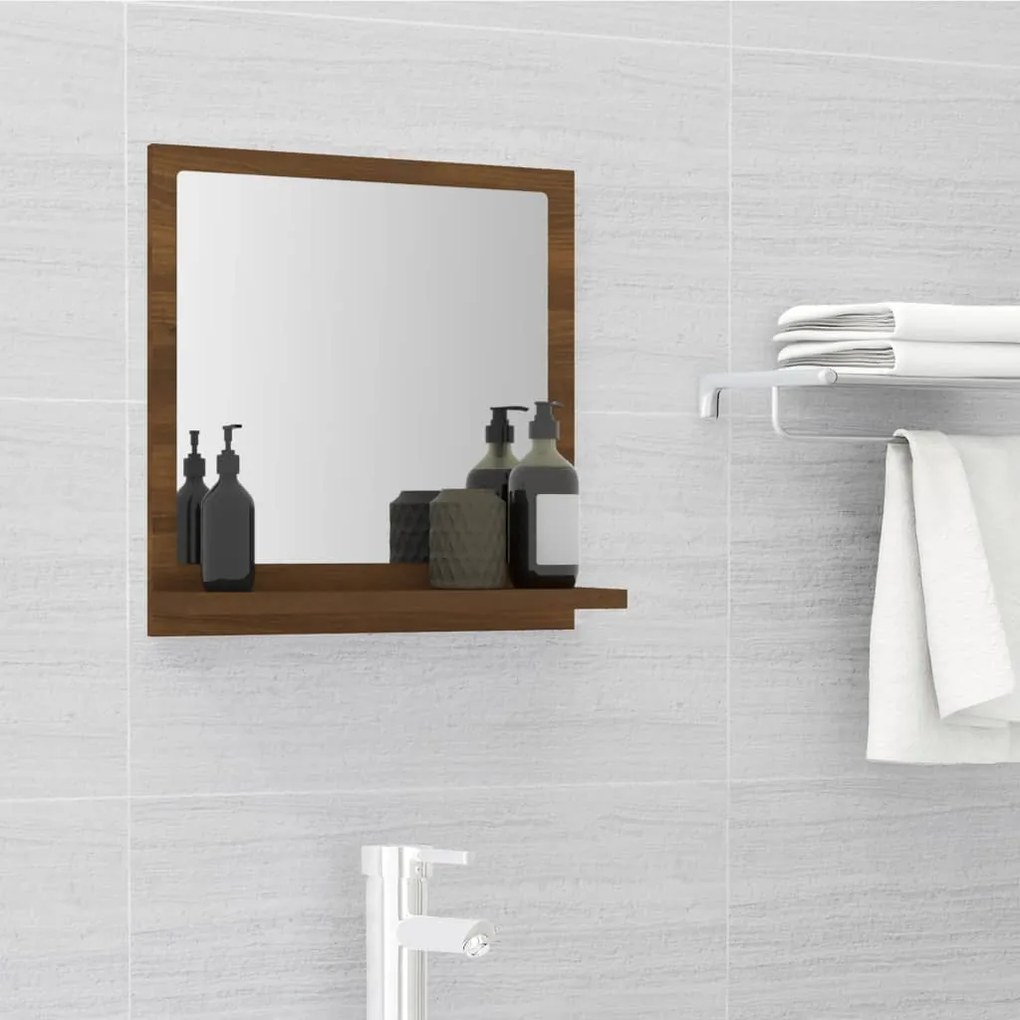 Specchio da bagno rovere marrone 40x10,5x37cm legno multistrato