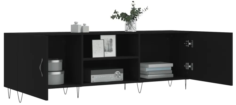 Mobile porta tv nero 150x30x50 cm in legno multistrato