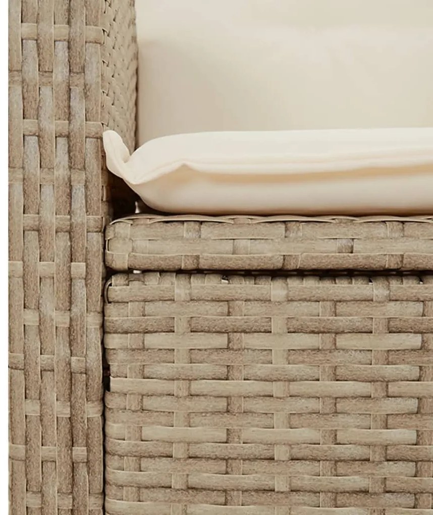 Panca Reclinabile da Giardino con Cuscini Beige in Polyrattan