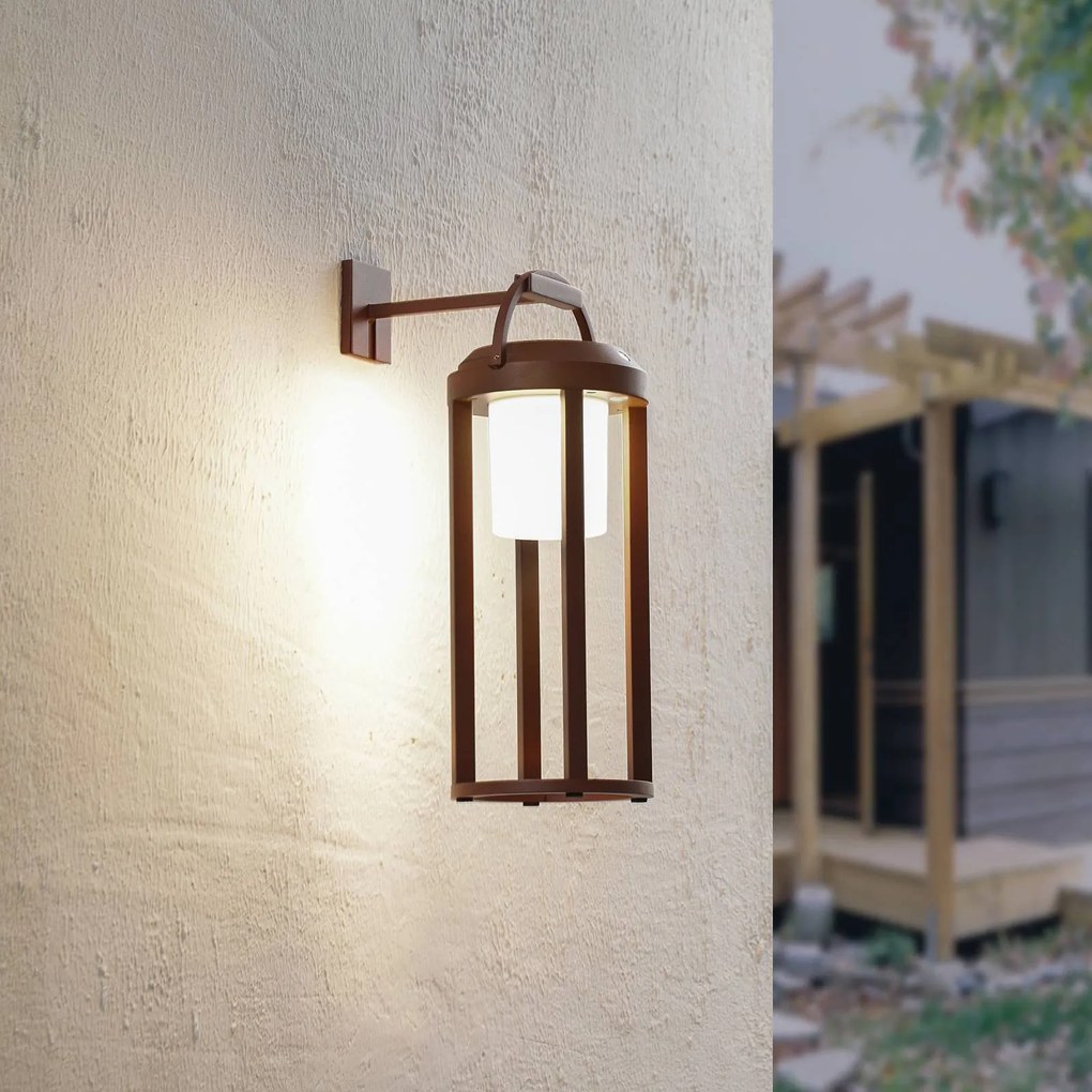 Lucande 2 in 1 applique a LED, ruggine, rotonda, alluminio Tilena Lucande, dimmerabile, Nero, Alluminio, Moderno, Lampada solare da esterni