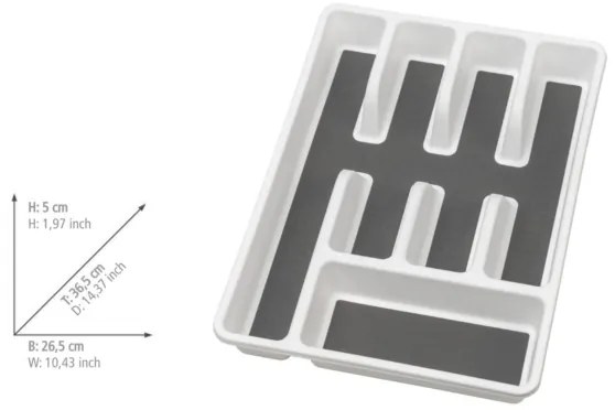 WENKO 54788100 - Organizer per posate 26,5x36,5 cm bianco/grigio