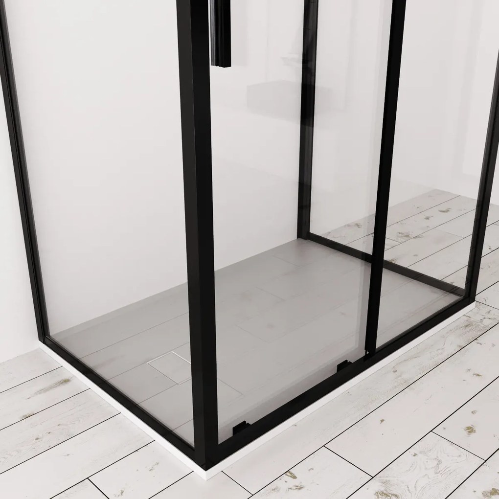 Box doccia 3 lati 80x100x80 cm scorrevole profilo nero Dark