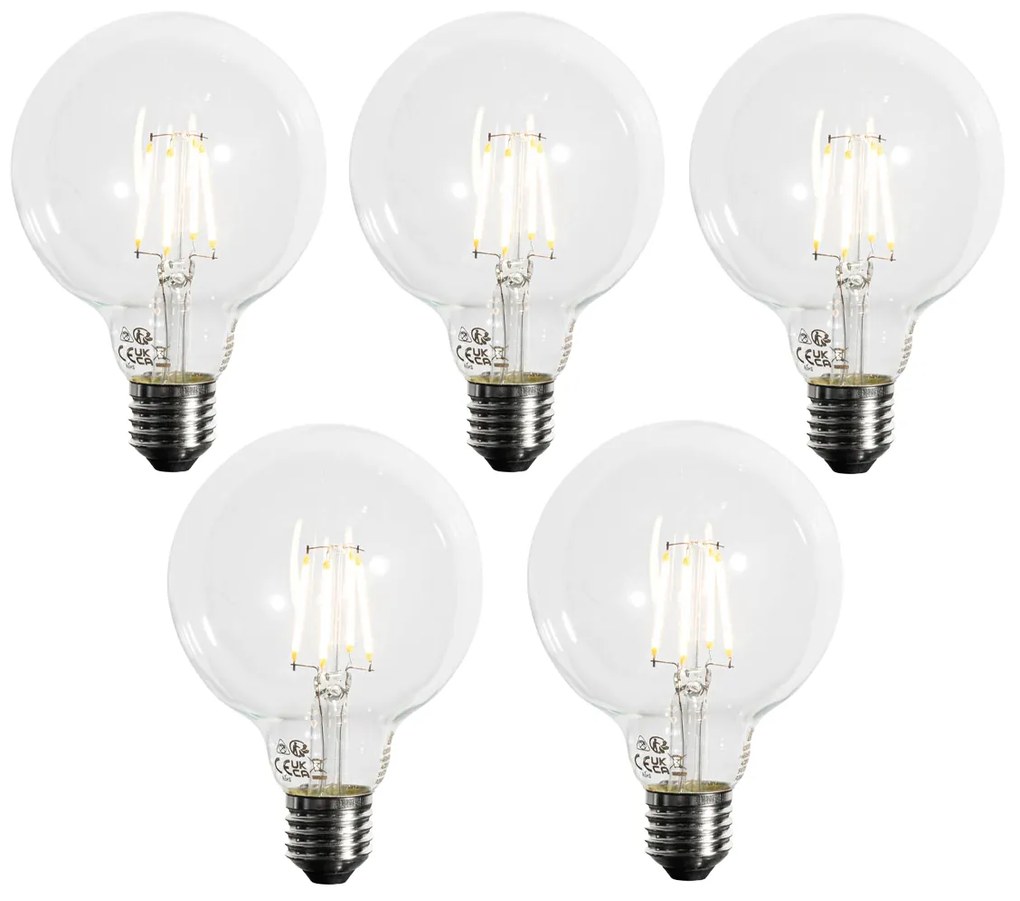 Set di 5 Lampadine LED dimmerabili E27 G95 5W 450LM 3000K