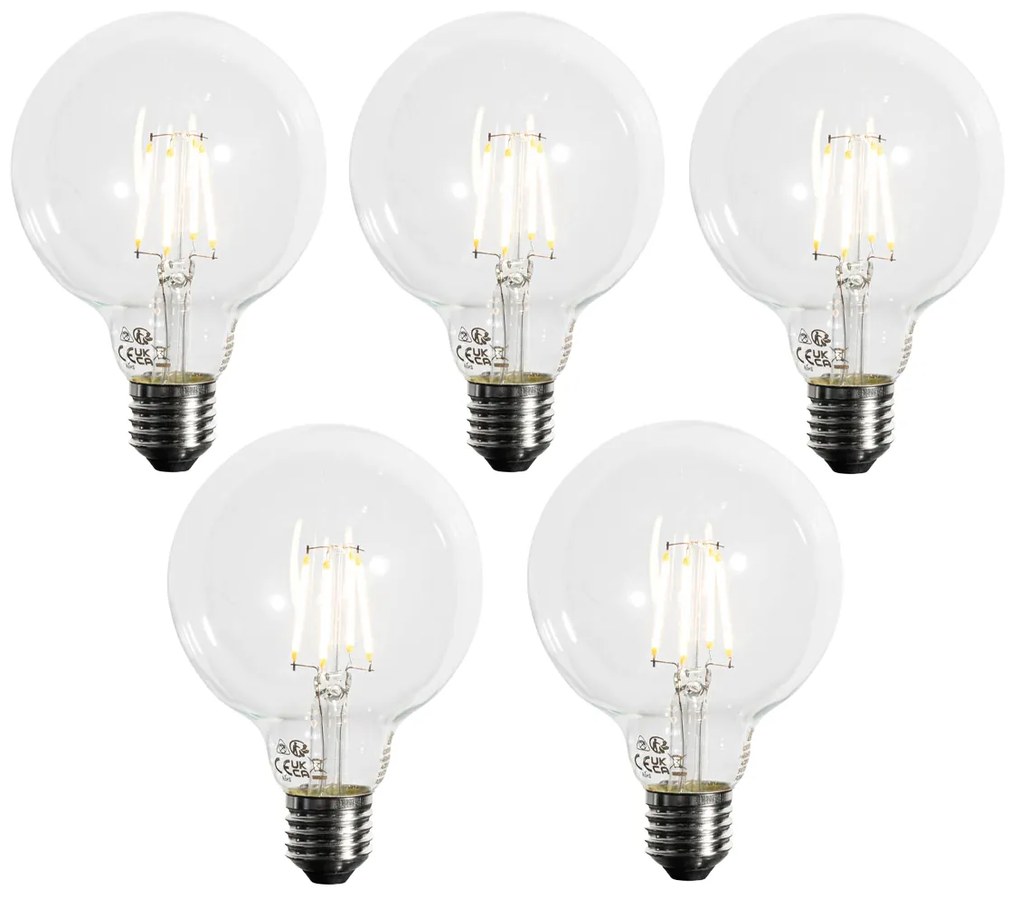 Set di 5 lampadine LED E27 dimmerabili G95 5W 450 lm 3000K