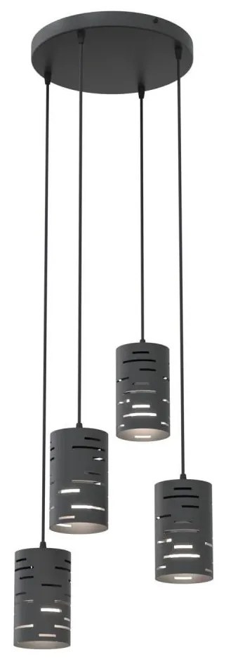 Lampadario a sospensione con filo TANK 4xE27/15W/230V nero