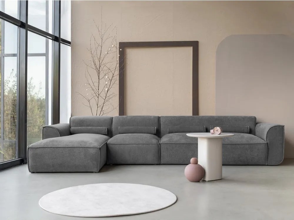 Divano angolare componibile grigio (con penisola a sinistra) Flex Felix – Miuform