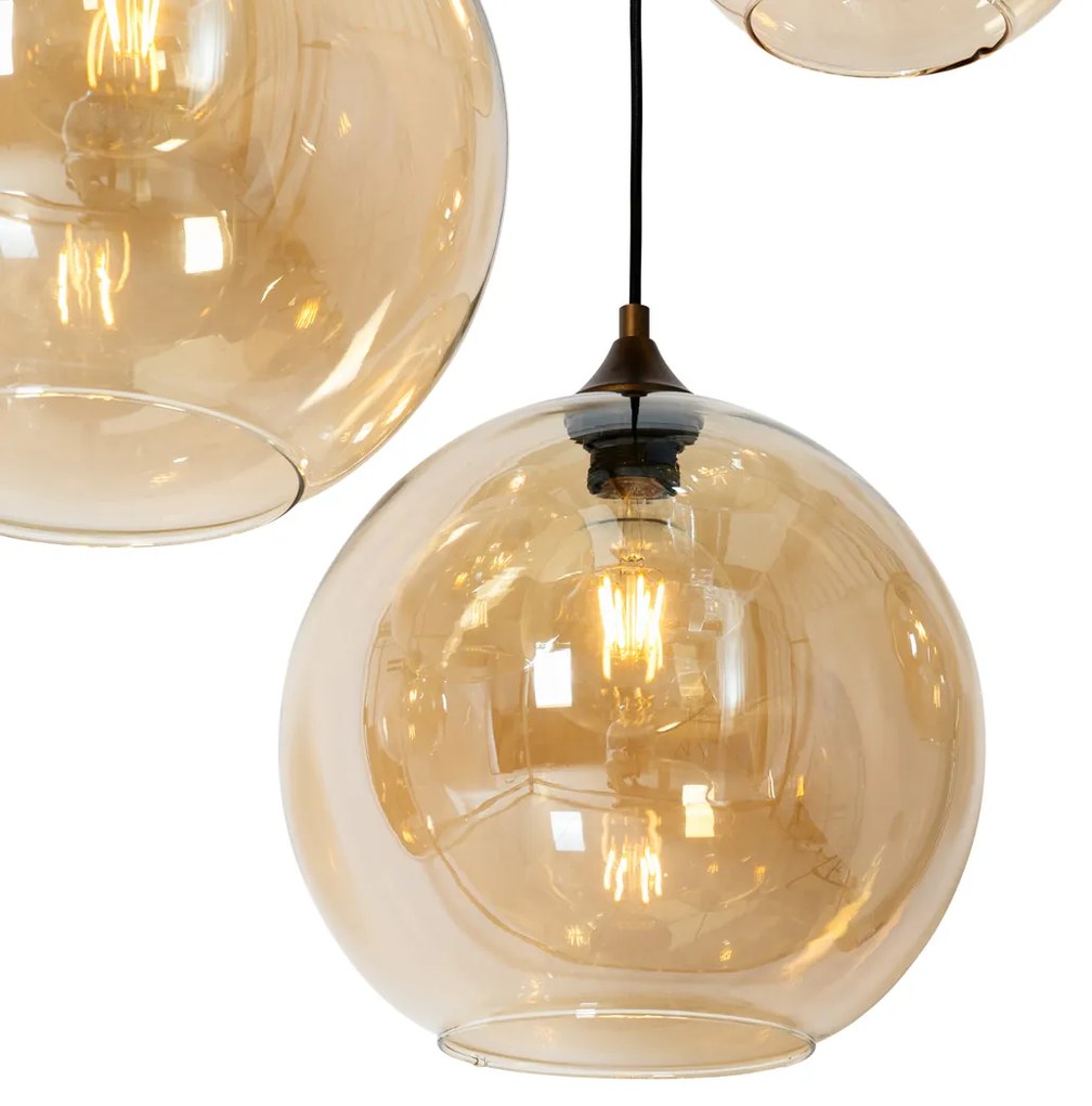 Lampada a sospensione smart bronzo scuro con vetro ambrato ovale 8 luci incl. 8 Wifi G95 - Sandra