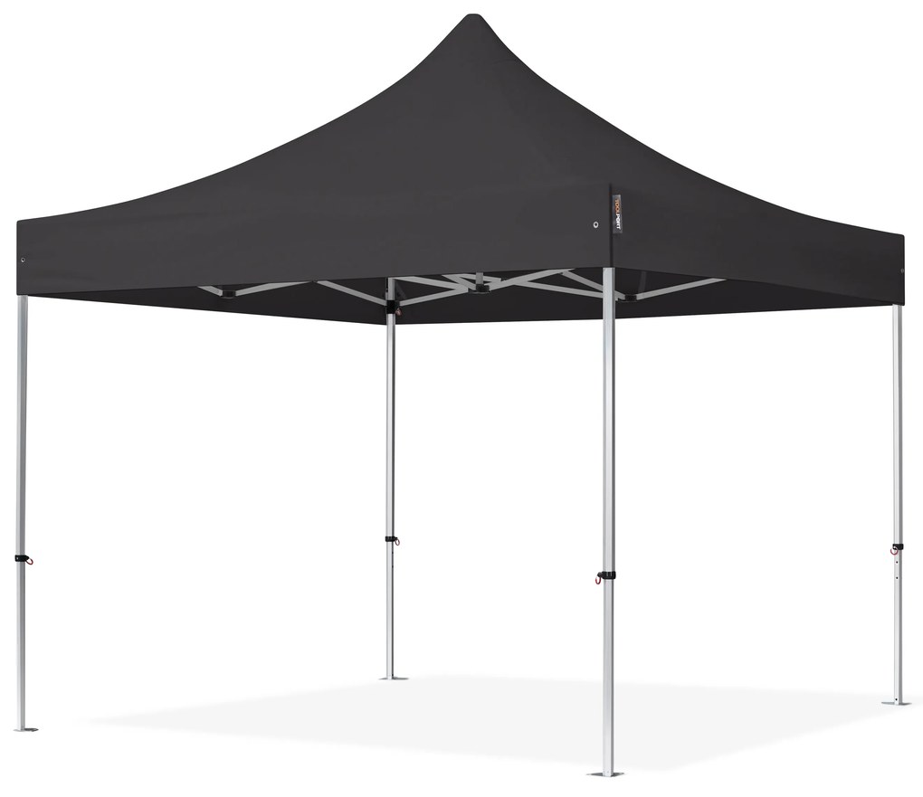 TOOLPORT 3x3m gazebo pieghevole PVC, PROFESSIONAL alluminio, nero - (59135)