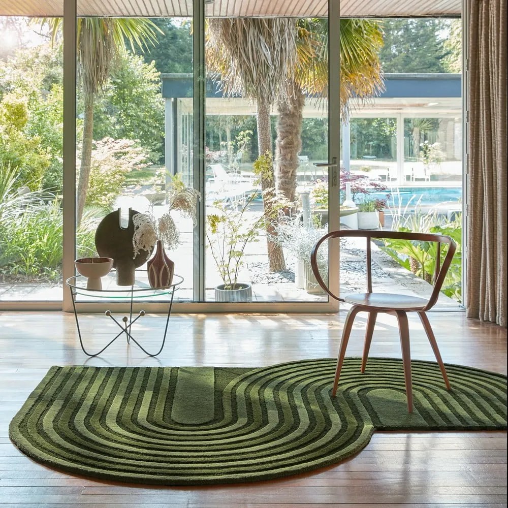 Tappeto verde in lana tessuto a mano 200x290 cm Conway Retro – Flair Rugs