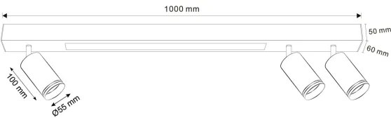 Plafoniera LED PARIGI LED/24W/230V + 3xGU10/10W nero