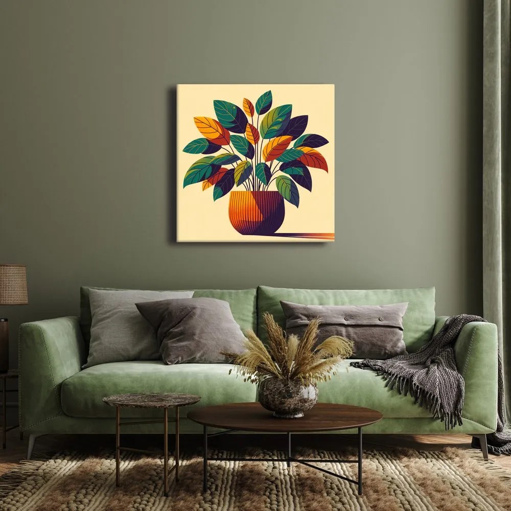 Quadro su tela – Foglie tropicali in toni caldi