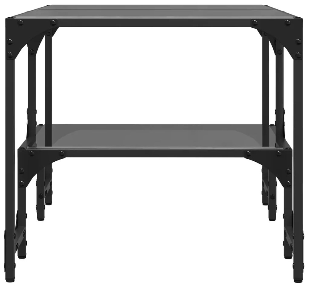 Tavolino con piano in vetro nero 98,5x50x45 cm acciaio