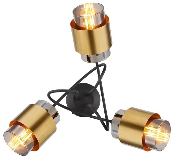 Globo 15560-3D - Lampadario a plafone MILLEY 3xE27/40W/230V nero/ottone