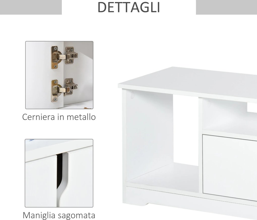 Mobile Porta TV fino a 42" 120x30x41 cm con Armadietto e Ripiani in Legno Bianco...