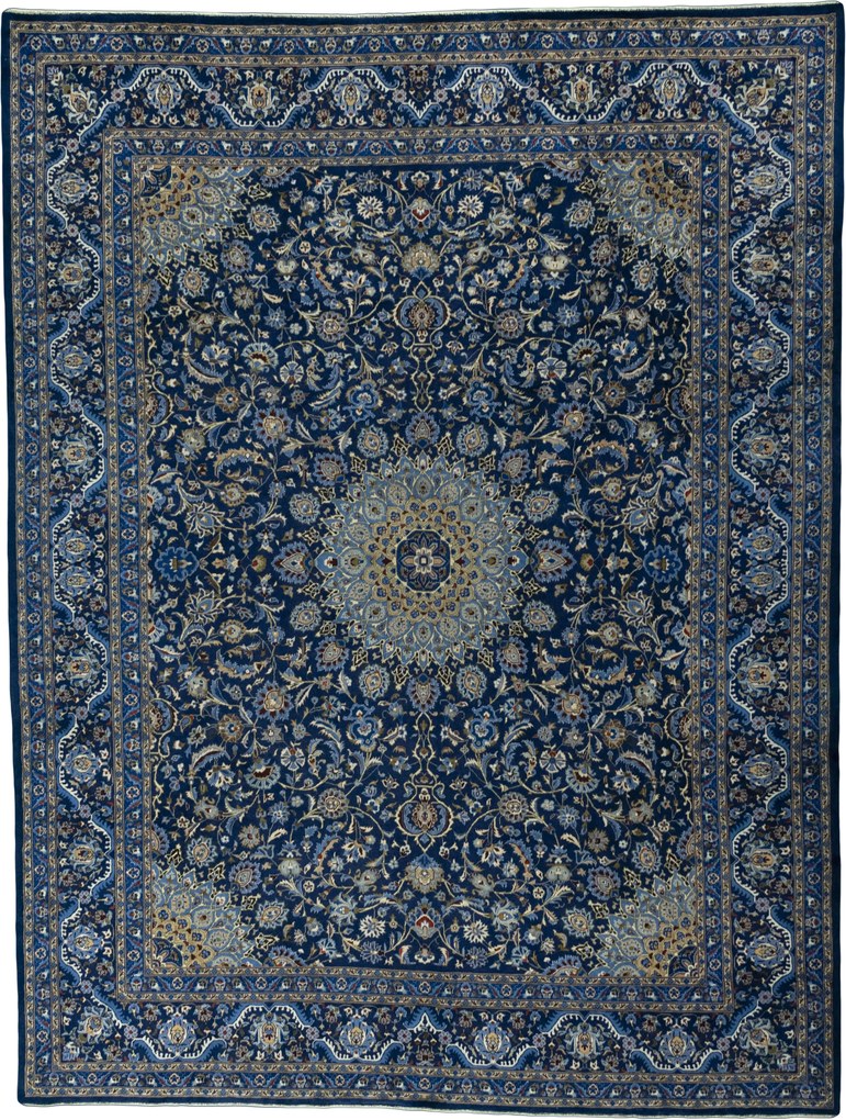 Kashmar Tappeto 390 x 300 Blu (Iran) Annodato A Mano