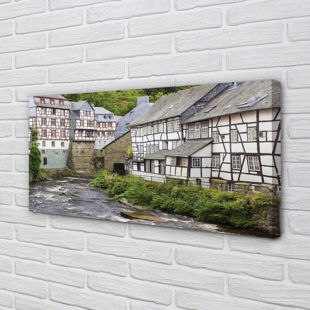 Quadro su tela Germania Old River Buildings 100x50 cm