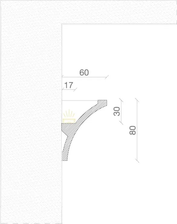 Cornice Pitturabile Flessibile per Pareti Curve per Strisce LED - 2m Variante Lunghezza 2 Metri