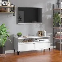 Mobile Porta TV Bianco Lucido 100x34,5x44,5cm Legno Multistrato 831903