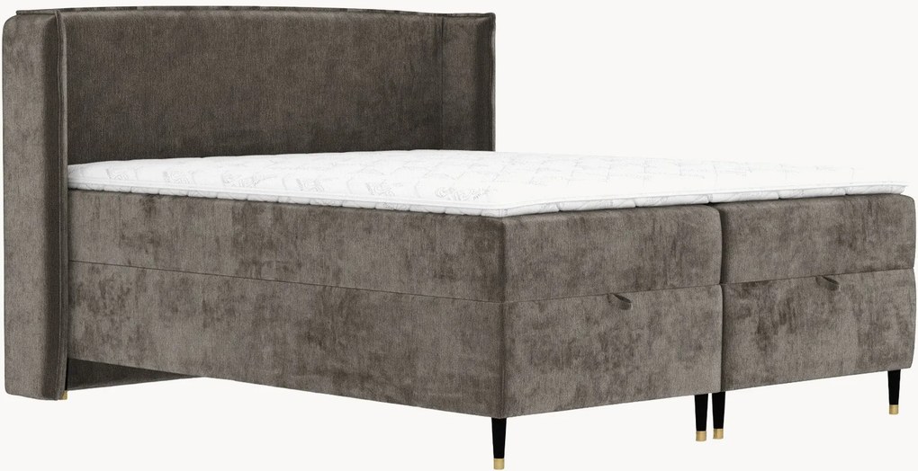 Letto boxspring in ciniglia fatto a mano con contenitore Monpelli, H4