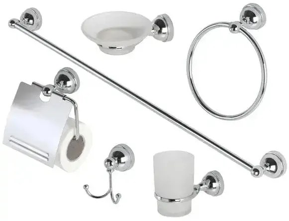 Set 6 accessori bagno cromo e vetro