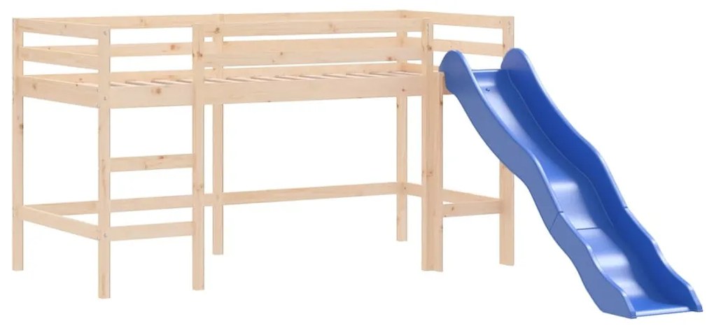 Letto soppalco con scivolo bambini 80x200cm legno massello pino