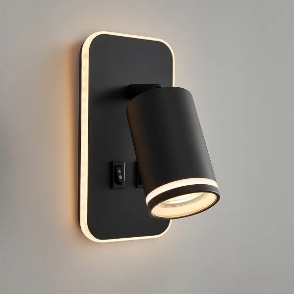 Applique LED da parete PIPE 1xGU10/10W/230V + LED/6W nero