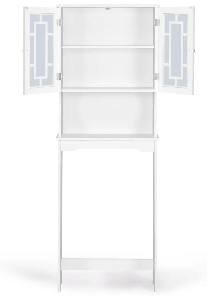 Costway Mobile per lavatrice con 3 mensole e 2 ante per bagno 60x22x173cm Bianco