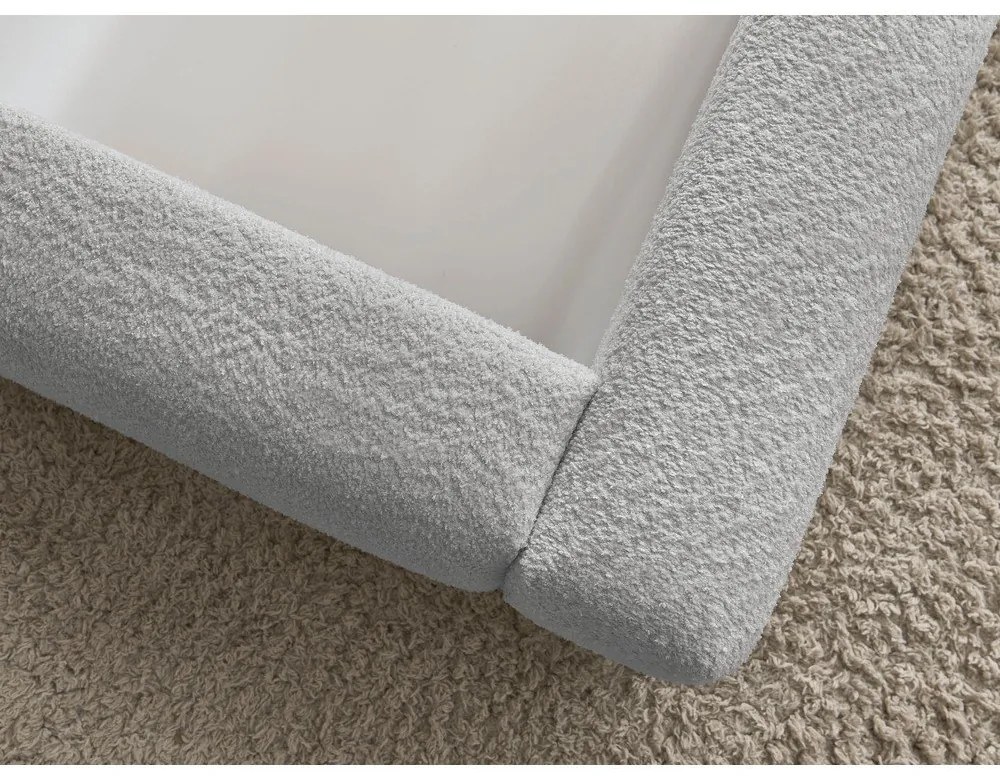 Letto matrimoniale imbottito grigio chiaro con contenitore con rete inclusa 180x200 cm Orlane – Bobochic Paris