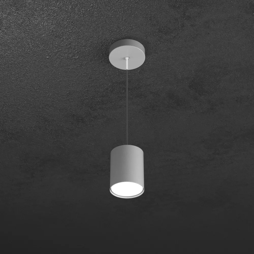 Sospensione Moderna Cilindrica Shape Metallo Grigio 1 Luce Gx53 10Cm