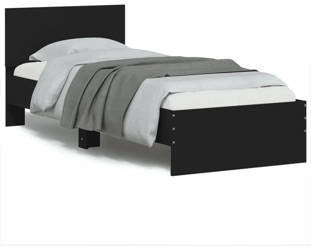 Giroletto Con Testiera Nero 75x190 Cm İn Legno Multistrato /