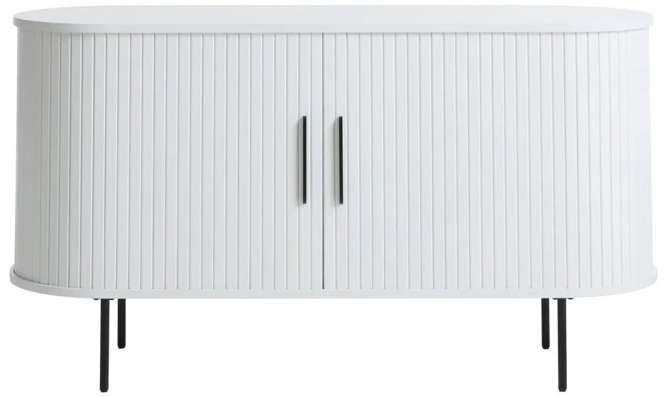 Cassettiera bianca con ante scorrevoli 120x76x45 cm Nola – Unique Furniture