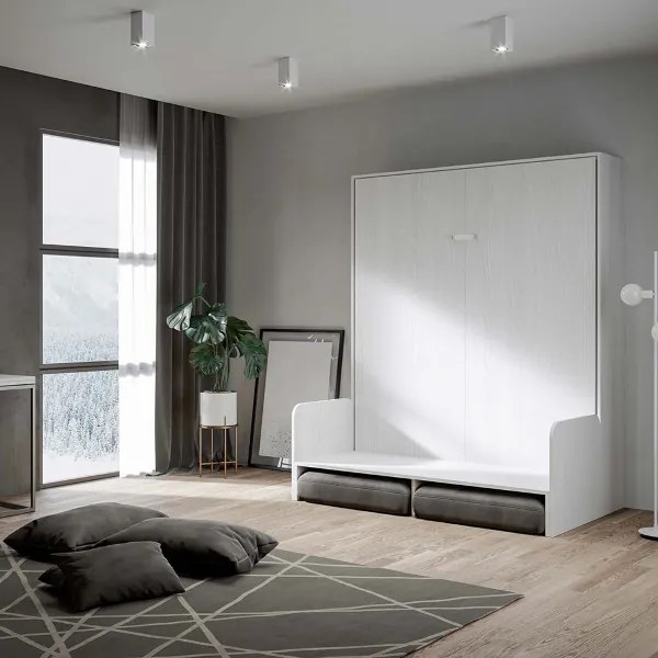 Letto matrimoniale a scomparsa 160 cm Bianco Frassino KENTARO SOFŔ
