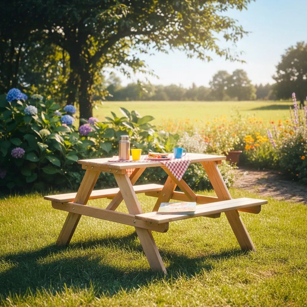 Set da pranzo per bambini da giardino in legno di pino Piknik - Rojaplast