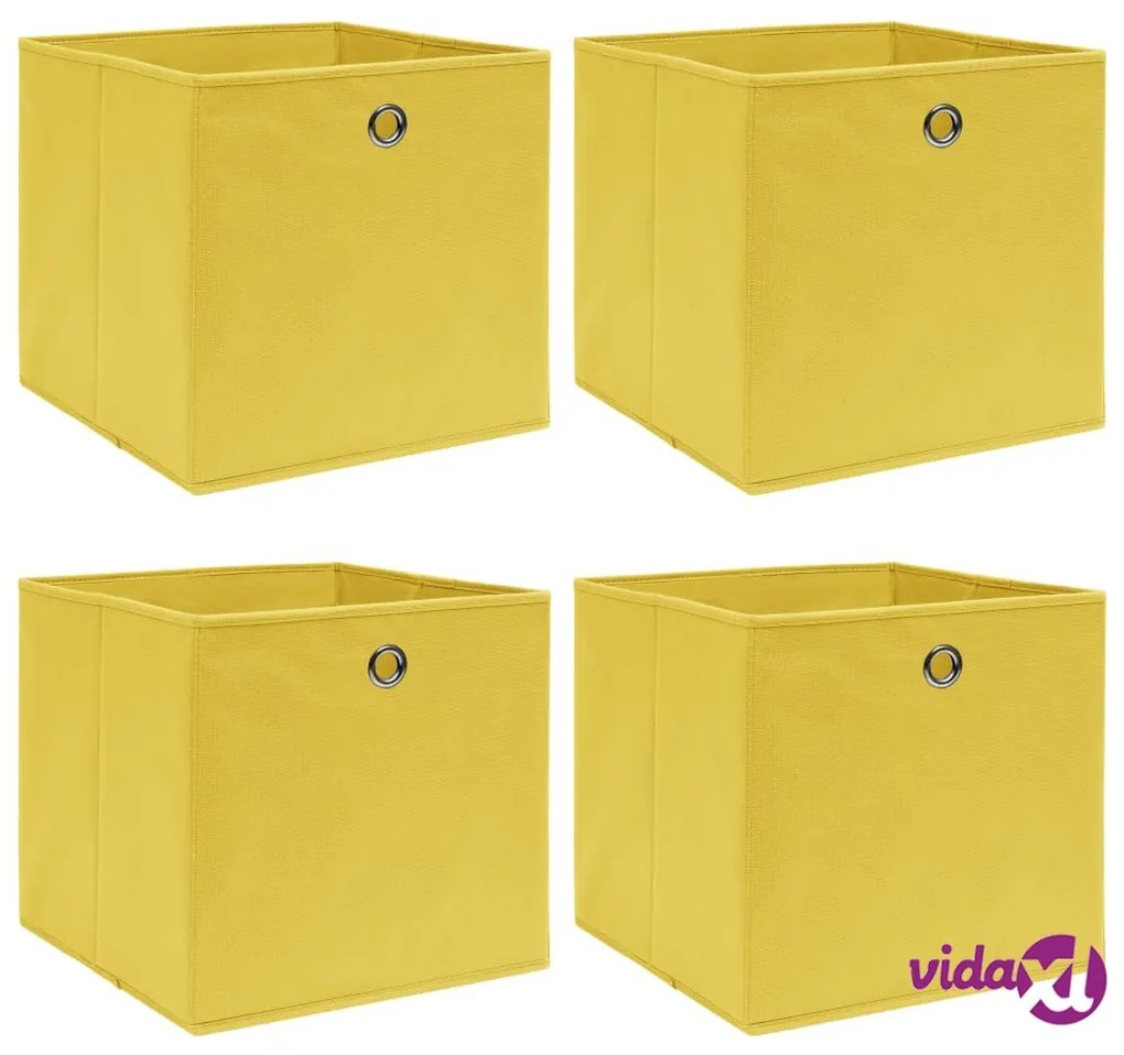 vidaXL Scatole Portaoggetti 4pz Gialle 32x32x32 cm Tessuto