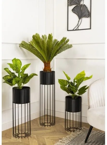 Vaso da fiori in metallo LOFT 70x20 cm nero