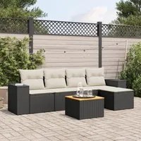 Set Divano da Giardino 6 pz con Cuscini Nero in Polyrattancod mxl 89402