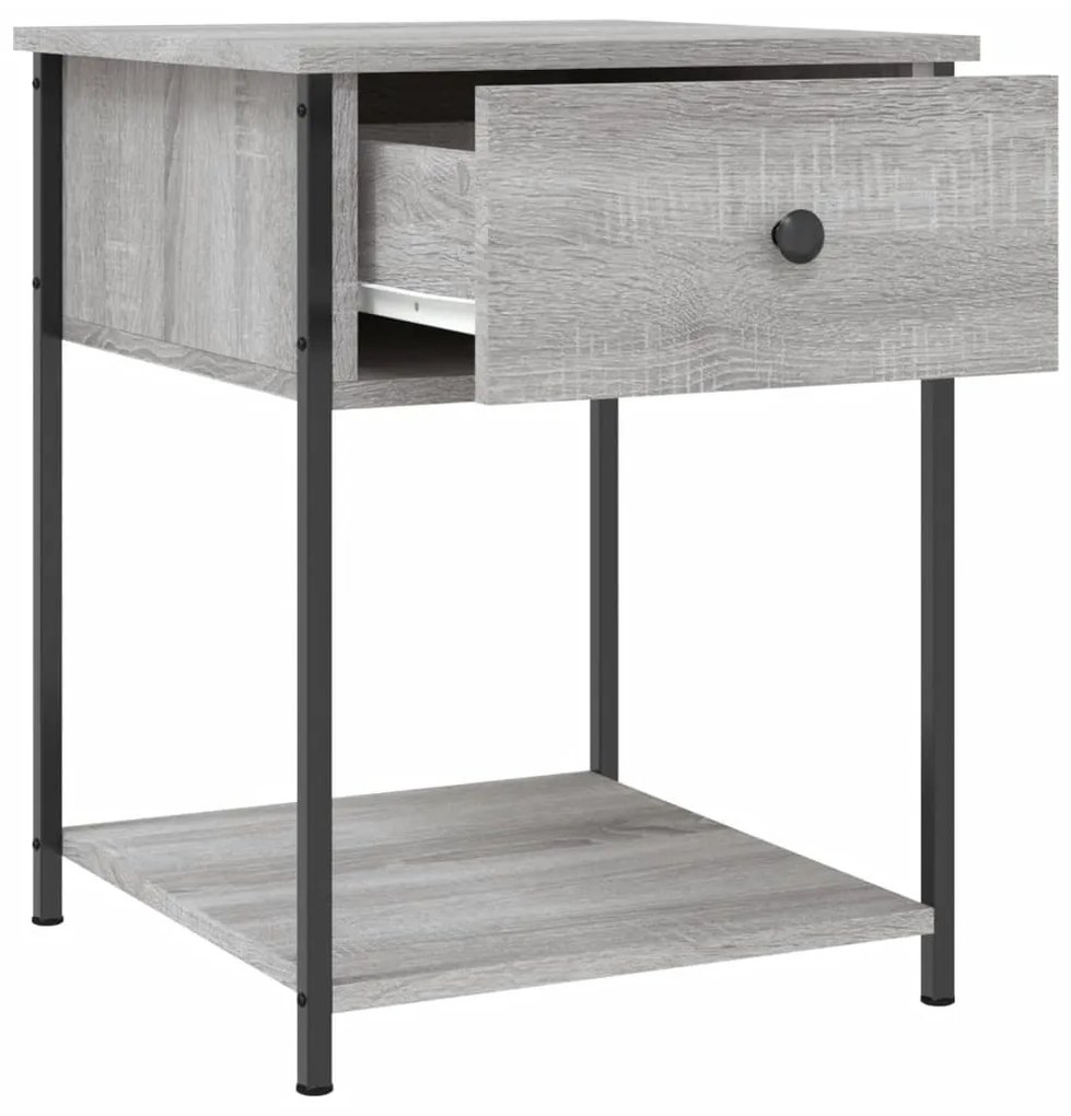 Comodino grigio sonoma 44x45x58 cm in legno multistrato