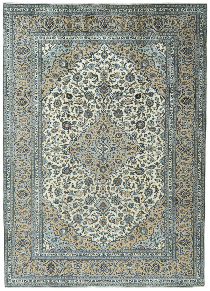 Kashan Tappeto 250x350 Beige (Iran) Annodato A Mano