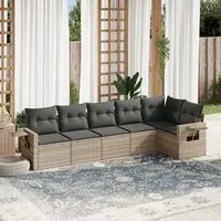 Set Divano da Giardino 6pz con Cuscini Grigio Chiaro Polyrattan 3252529