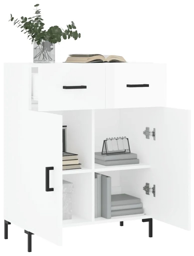 Credenza 69,5x34x90 cm in legno multistrato bianco lucido