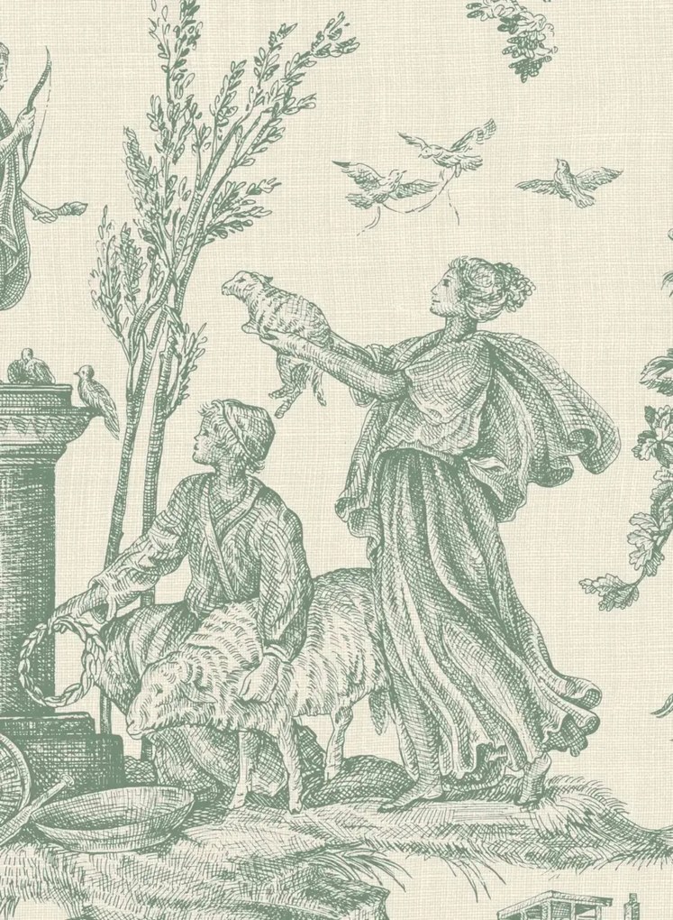 Lewis & Wood Carta da parati Toile Baptiste - Jade