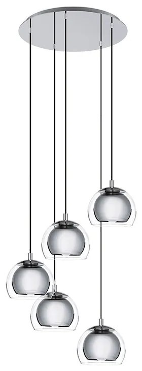 Lampadario Contemporaneo Rocamar 1 5 Luci Acciaio Cromo